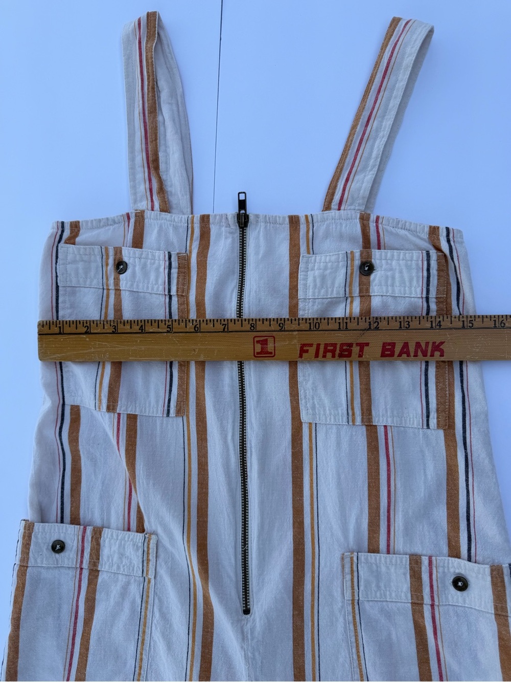 Billabong Cream and Brown Striped Cargo‎ Overalls - Picture 4 of 10